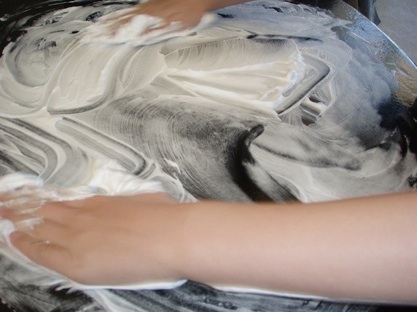 Shaving cream allows the child to explore and create in a powerful way!
